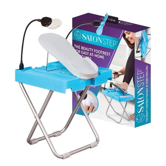 Salon Step Easy at Home Pedicures The Beauty Footrest LED Magnifier Drying Fan - Picture 1 of 9
